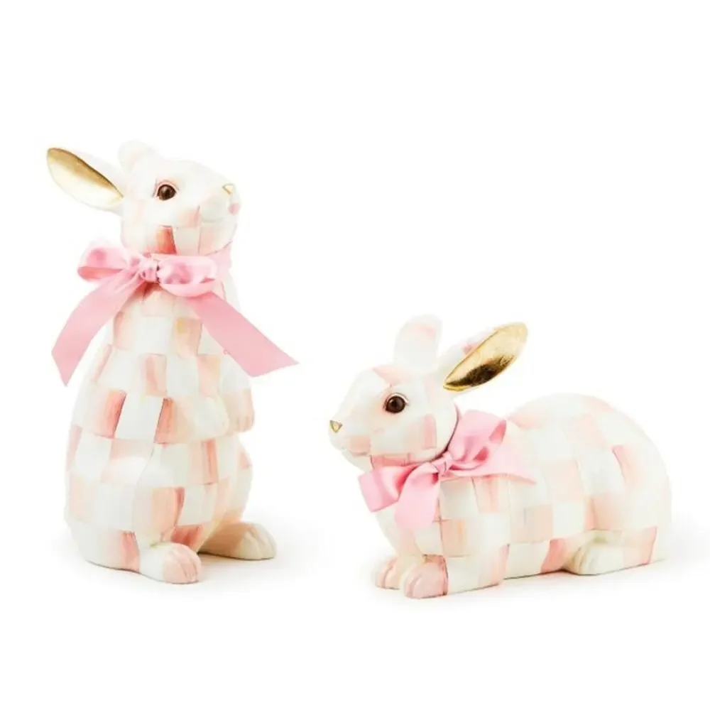 NEW Mackenzie-Childs Rosy Check Standing Easter Bunny 10
